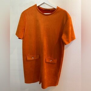 Zara faux orange suede mini dress